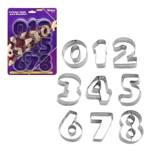 CORTADOR INOX MOLDE PARA BISCOITO NUMERICOS KIT COM 9 PEÇAS