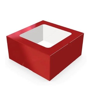 CAIXINHA LAMINADA VERMELHO C/ VISOR PARA 4 DOCES - UNIDADE